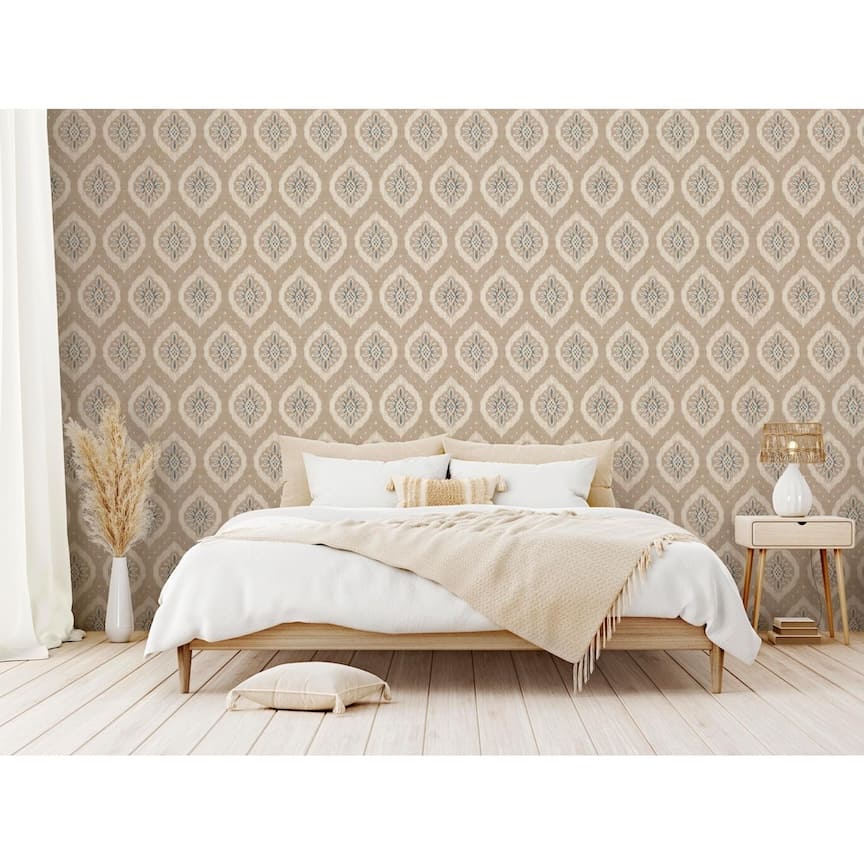 100036EH - Esselle Home - Esselle Odina Ikat Natural Wallpaper - Decor Warehouse