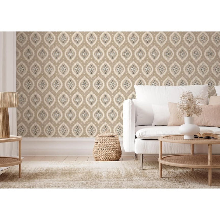 100036EH - Esselle Home - Esselle Odina Ikat Natural Wallpaper - Decor Warehouse