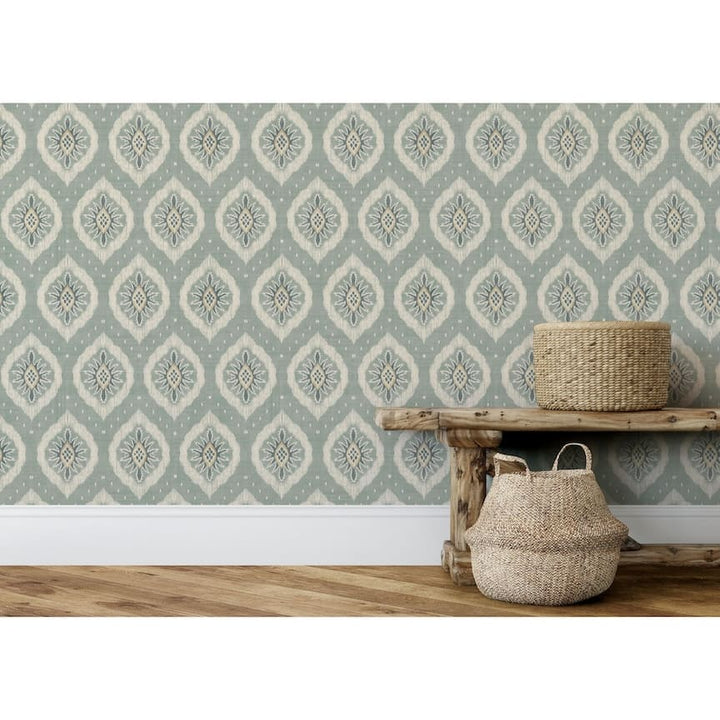 100037EH - Esselle Home - Esselle Odina Ikat Seafoam Wallpaper - Decor Warehouse