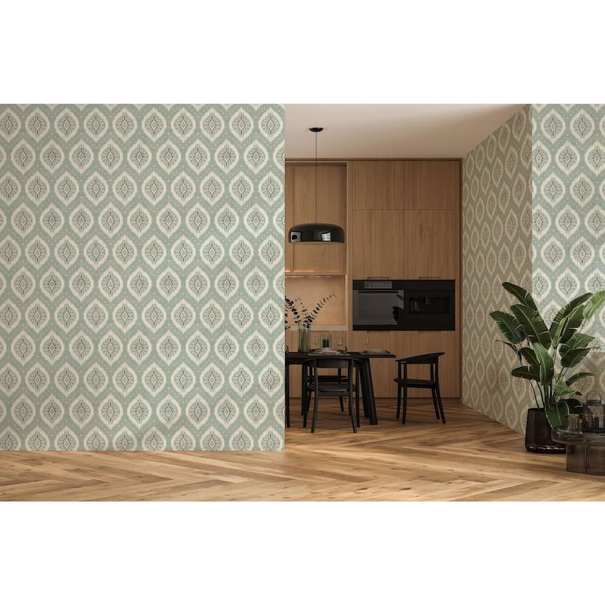 100037EH - Esselle Home - Esselle Odina Ikat Seafoam Wallpaper - Decor Warehouse