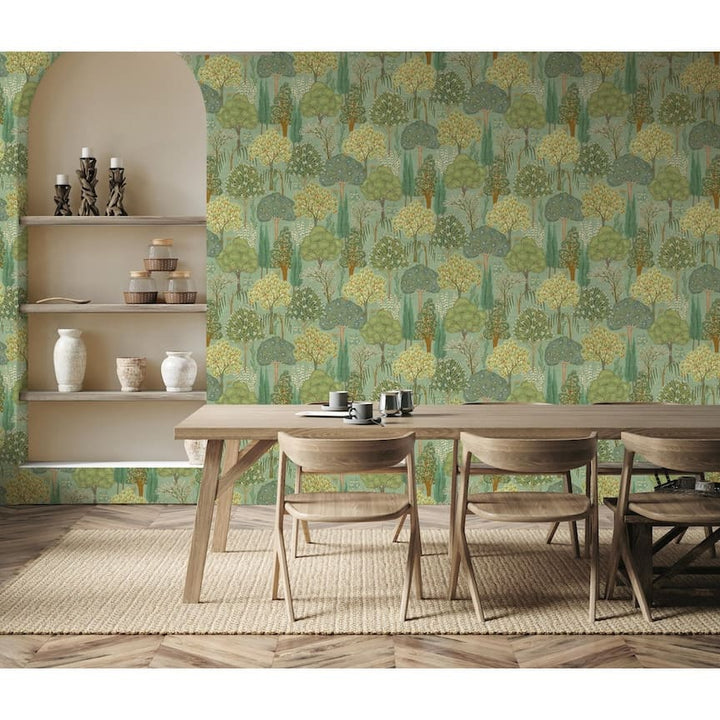 100040EH - Esselle Home - Esselle Persian Oasis Sage Green Wallpaper - Decor Warehouse