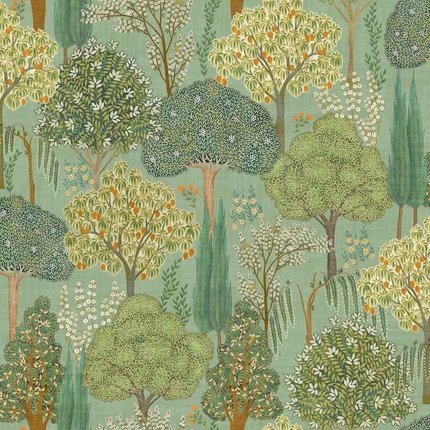 100040EH - Esselle Home - Esselle Persian Oasis Sage Green Wallpaper - Decor Warehouse