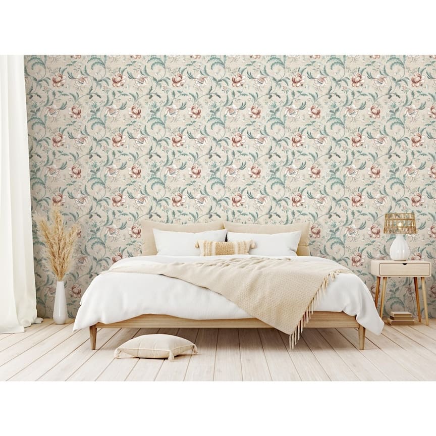 100041EH - Esselle Home - Esselle Tapestry Floral Natural/Spice Wallpaper - Decor Warehouse