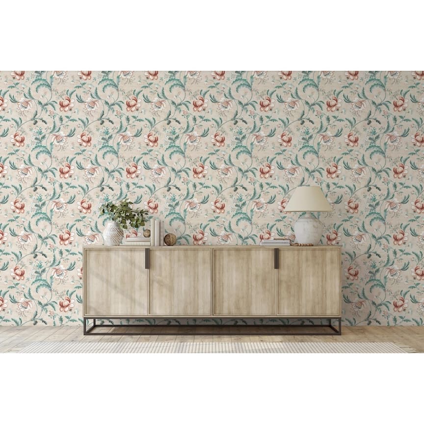 100041EH - Esselle Home - Esselle Tapestry Floral Natural/Spice Wallpaper - Decor Warehouse