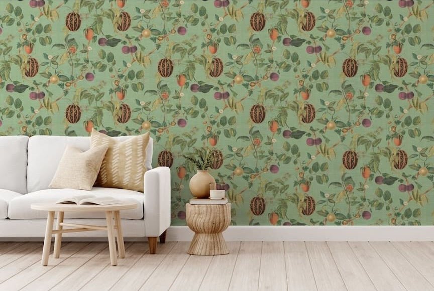 100045EH - Esselle Home - Esselle Tropic House Sage Wallpaper - Decor Warehouse