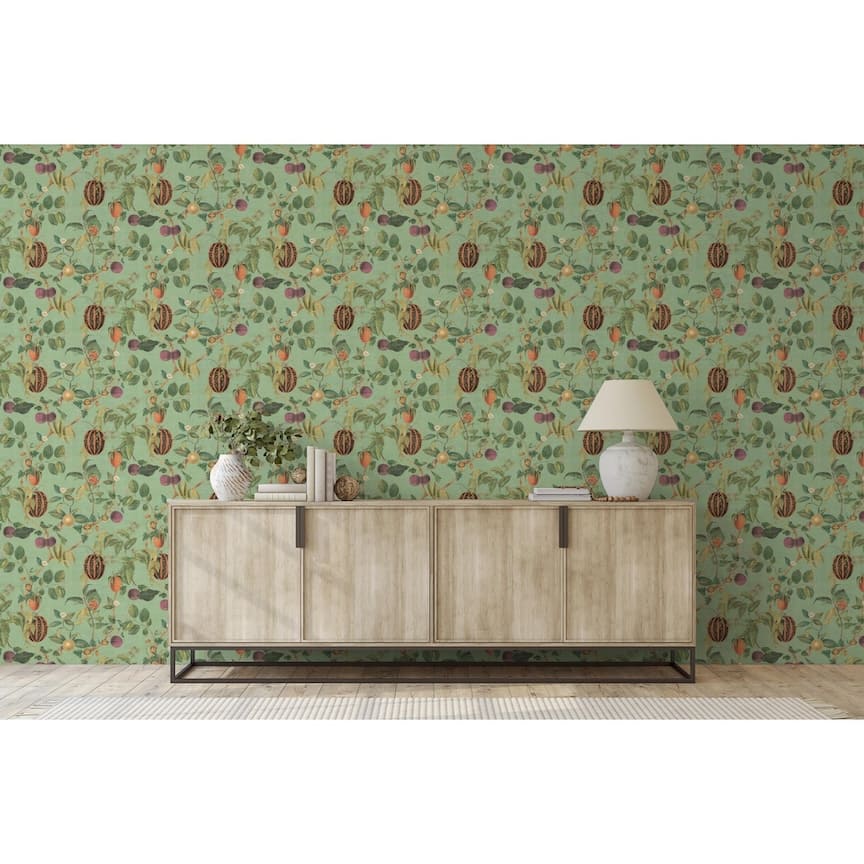 100045EH - Esselle Home - Esselle Tropic House Sage Wallpaper - Decor Warehouse