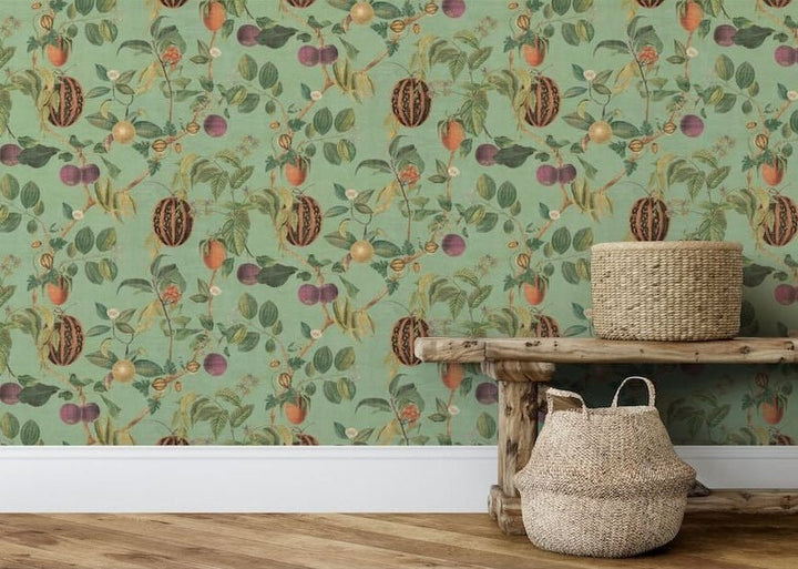 100045EH - Esselle Home - Esselle Tropic House Sage Wallpaper - Decor Warehouse