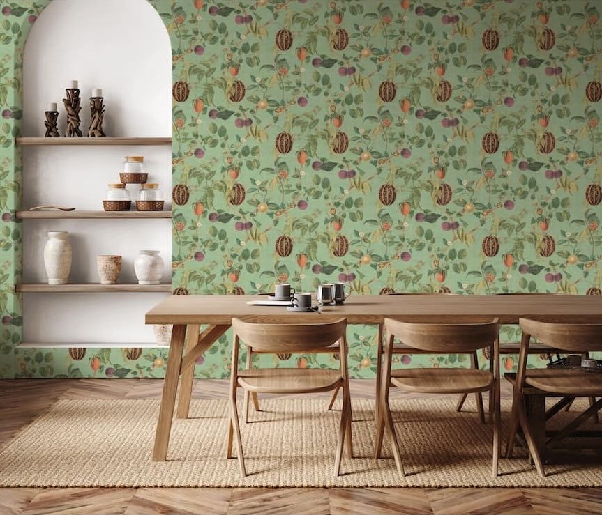 100045EH - Esselle Home - Esselle Tropic House Sage Wallpaper - Decor Warehouse