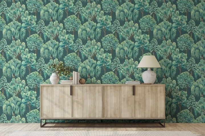 100049EH - Esselle Home - Esselle Whispering Willow Navy Wallpaper - Decor Warehouse