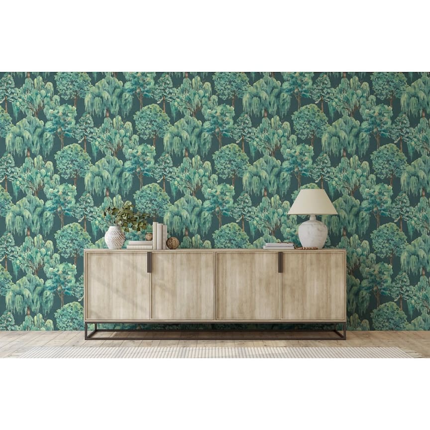 100049EH - Esselle Home - Esselle Whispering Willow Navy Wallpaper - Decor Warehouse