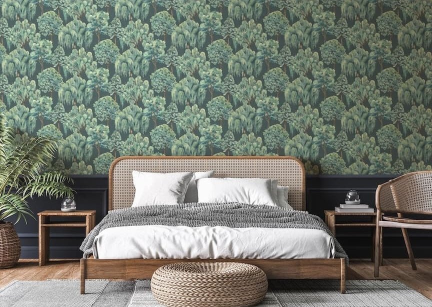 100049EH - Esselle Home - Esselle Whispering Willow Navy Wallpaper - Decor Warehouse