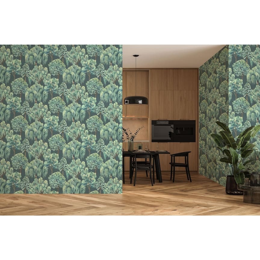 100049EH - Esselle Home - Esselle Whispering Willow Navy Wallpaper - Decor Warehouse