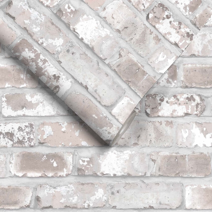 WM-016-Woodchip & Magnolia-Exposed Brick Effect Wallpaper-Decor Warehouse