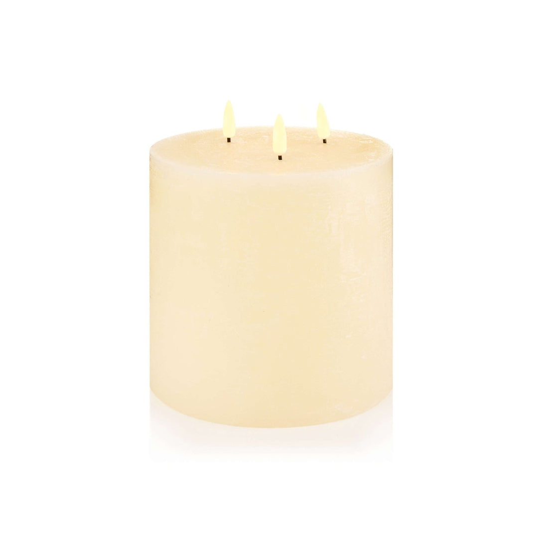 LB231282CR - B - Premier Decorations - FlickaBright Large Cream Wax Triple Flame Candle - 15cm - Decor Warehouse