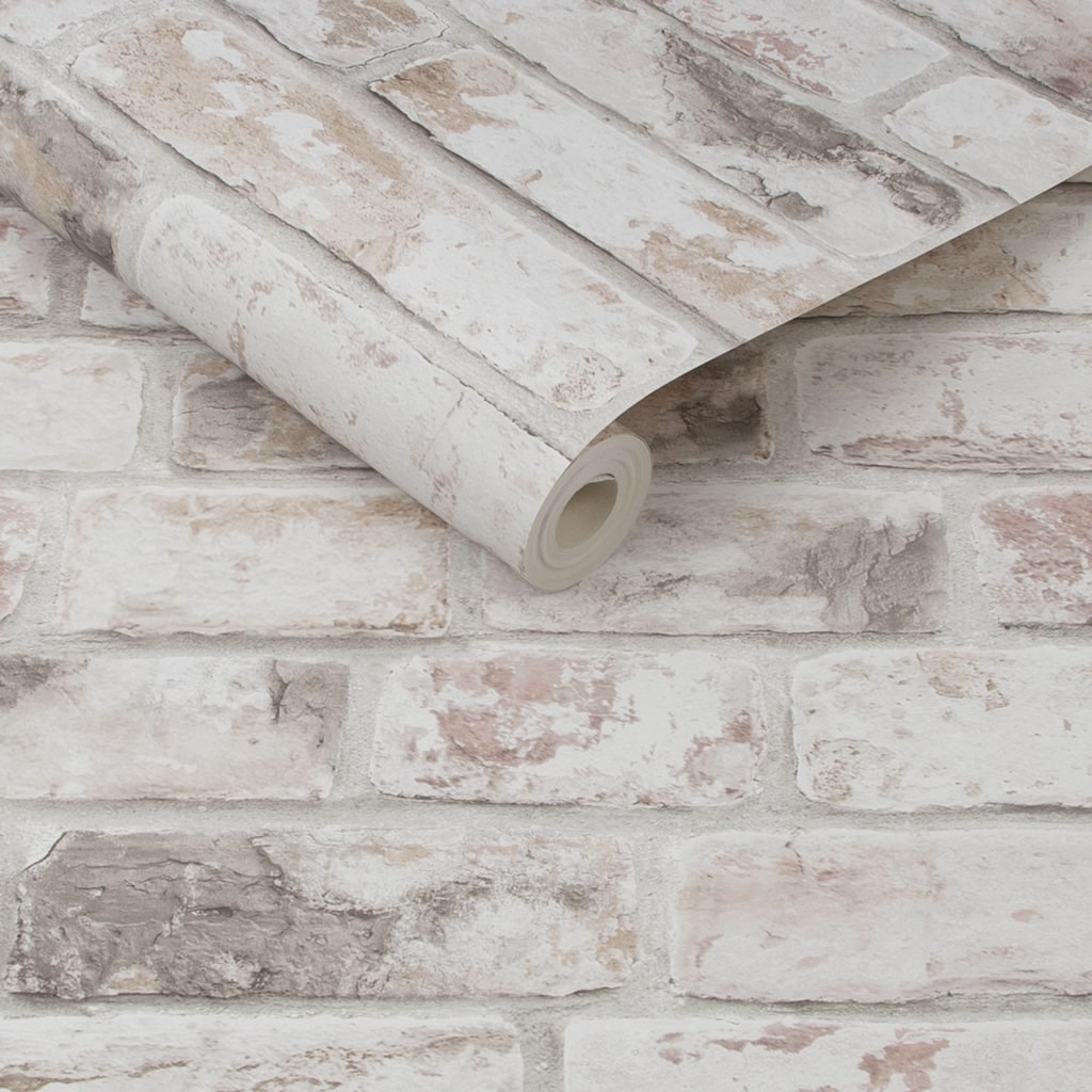 111403 - Fresco - Fresco Distressed Brick Pastel Wallpaper - Decor Warehouse