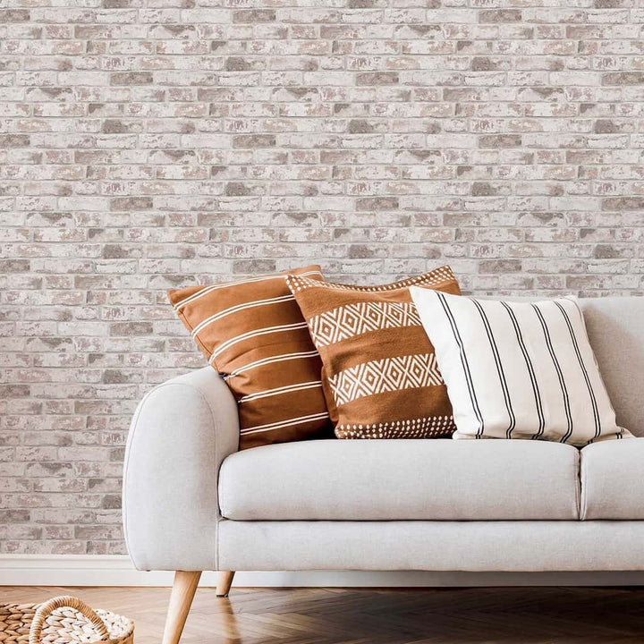 111403 - Fresco - Fresco Distressed Brick Pastel Wallpaper - Decor Warehouse