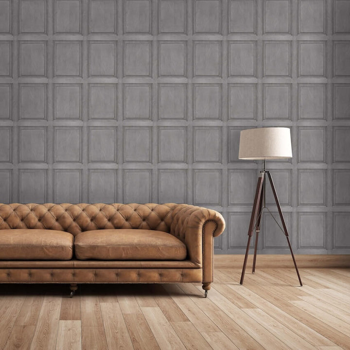 WM-129-Woodchip & Magnolia-Grey Wood Panel Wallpaper-Decor Warehouse