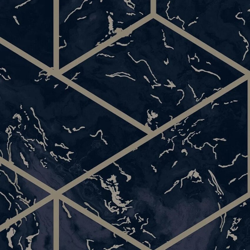 115601-Graham & Brown-Hestia Geo Midnight Wallpaper-Decor Warehouse