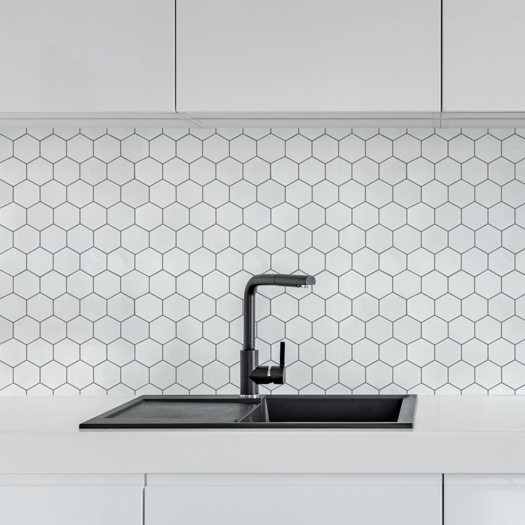 006040 - Arthouse - Hexagon White Artifix Wall Tiles - Decor Warehouse