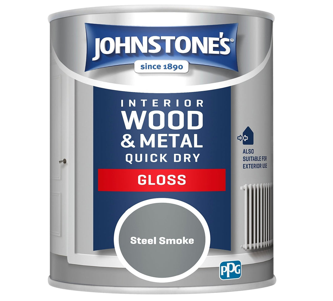  - Johnstone's - Johnstone's Interior Wood & Metal Quick Dry Gloss - Steel Smoke - 750ml - Decor Warehouse