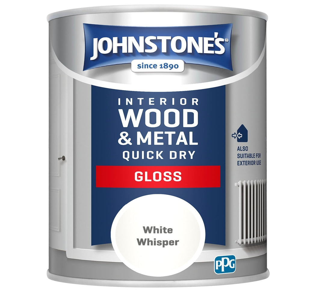  - Johnstone's - Johnstone's Interior Wood & Metal Quick Dry Gloss - White Whisper - 750ml - Decor Warehouse