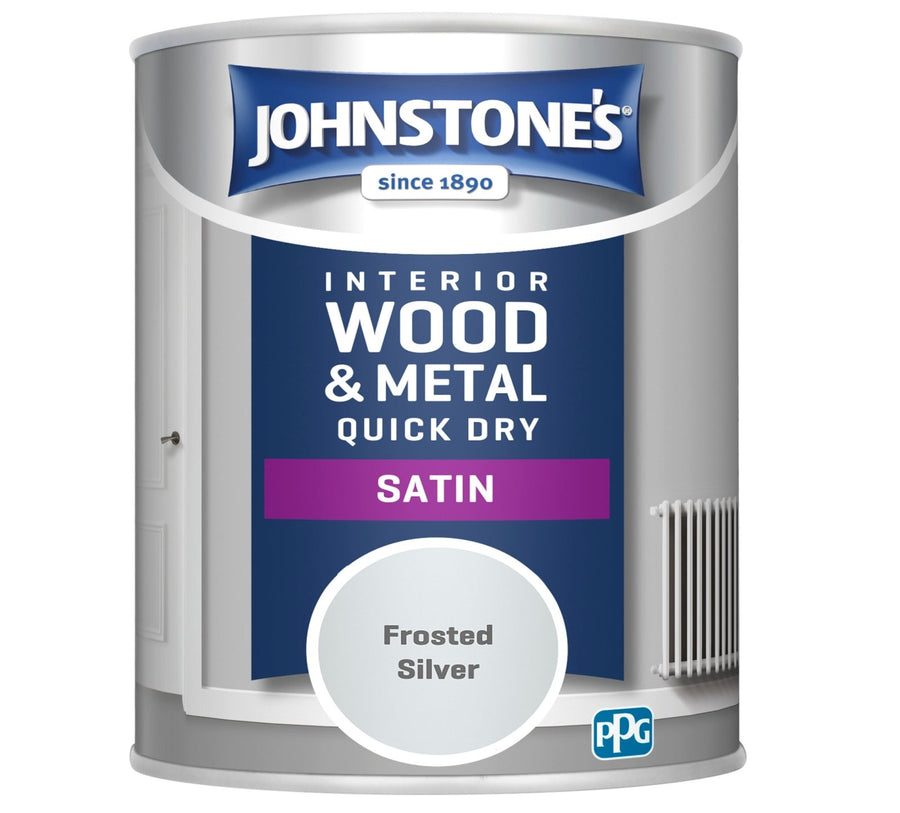  - Johnstone's - Johnstone's Interior Wood & Metal Quick Dry Satin Paint - Frosted Silver - 750ml - Decor Warehouse