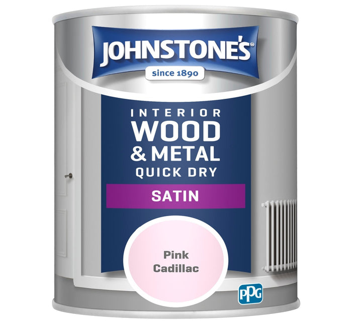  - Johnstone's - Johnstone's Interior Wood & Metal Quick Dry Satin Paint - Pink Cadilac - 750ml - Decor Warehouse