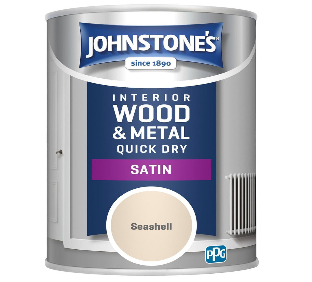  - Johnstone's - Johnstone's Interior Wood & Metal Quick Dry Satin Paint - Seashell - 750ml - Decor Warehouse