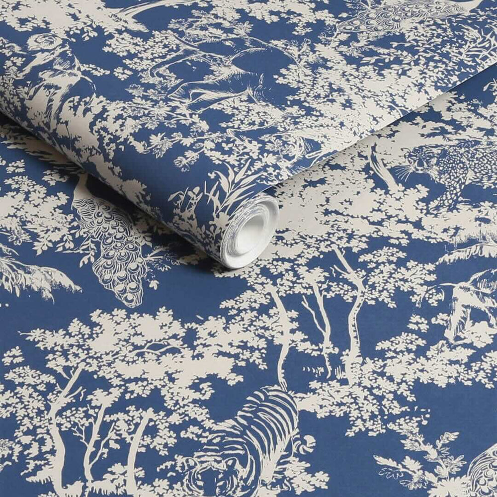 128950 - Joules - Joules Animal Forest Print Blue Wallpaper - Decor Warehouse