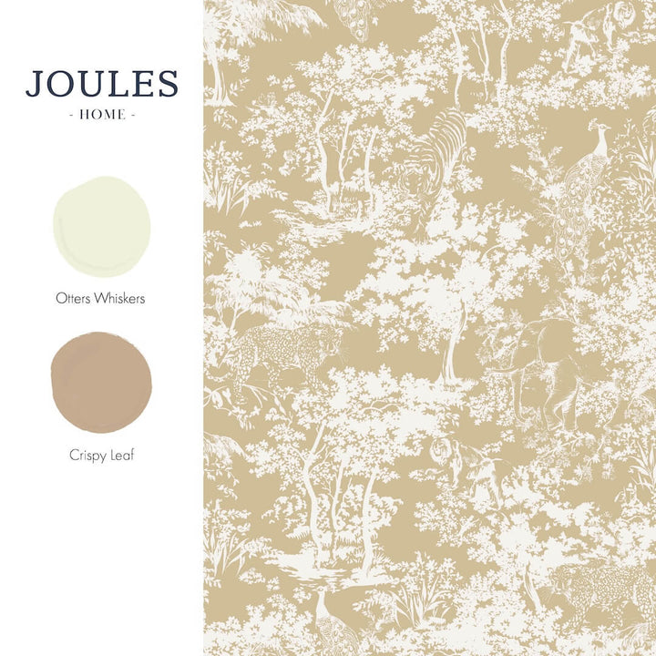 128947 - Joules - Joules Animal Forest Print Gold Wallpaper - Decor Warehouse