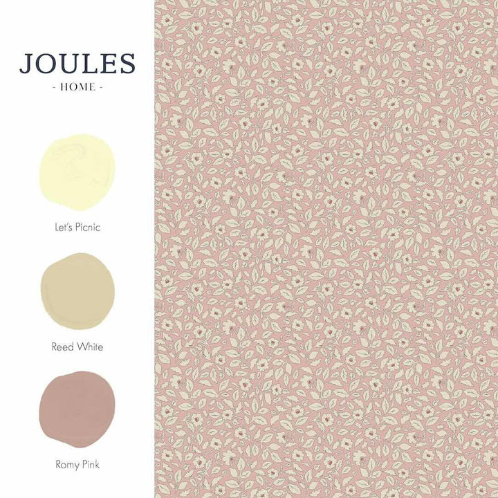 128917 - Joules - Joules Ditsy Floral Print Soft Pink Wallpaper - Decor Warehouse