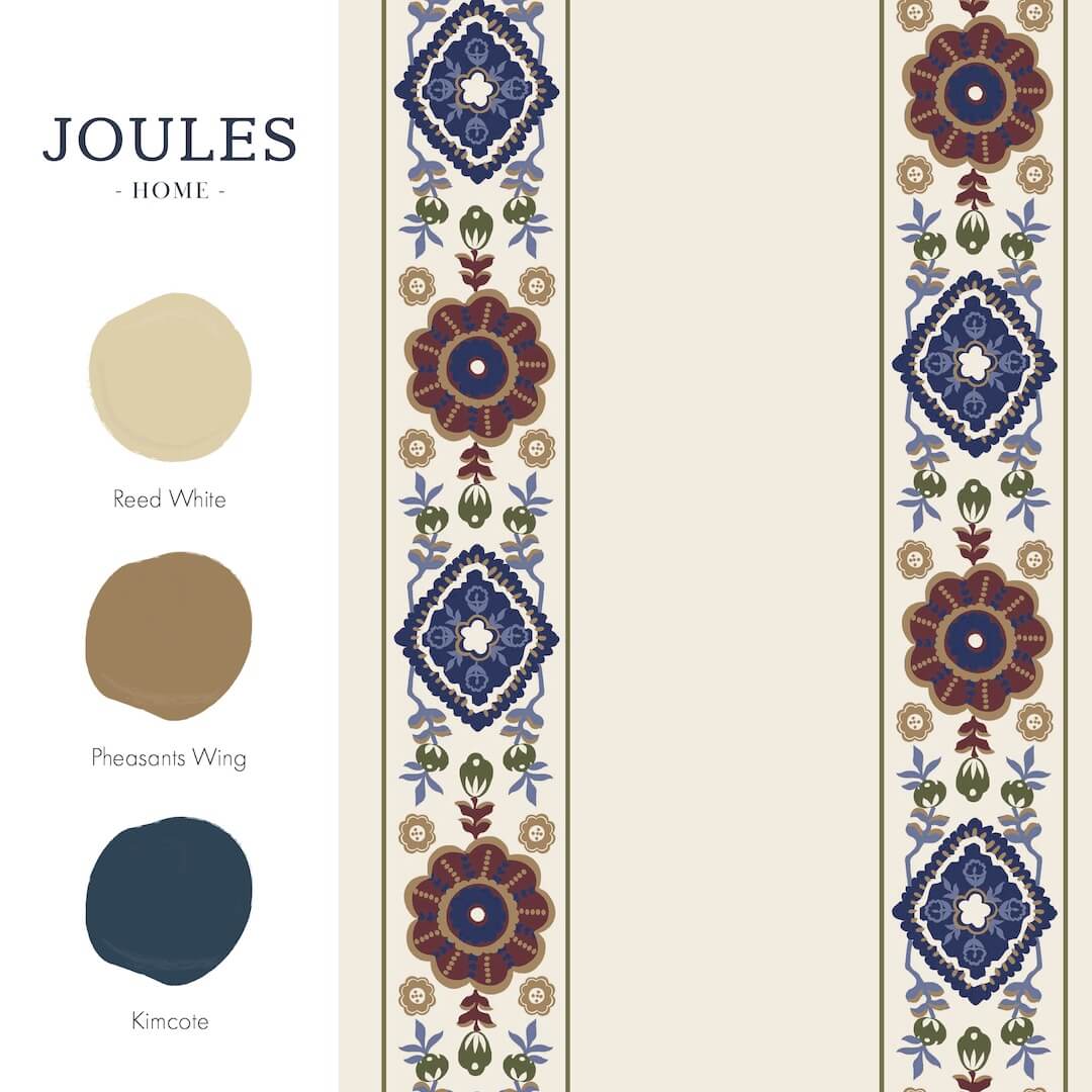 128938 - Joules - Joules Grove Border Cream / Multi Wallpaper - Decor Warehouse