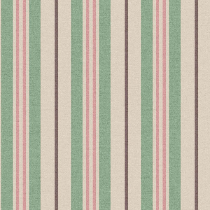 128923 - Joules - Joules Grove Stripe Pink & Green Wallpaper - Decor Warehouse