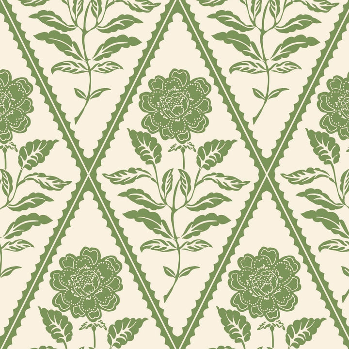 128911 - Joules - Joules Juliet Floral Print Cream & Green Wallpaper - Decor Warehouse