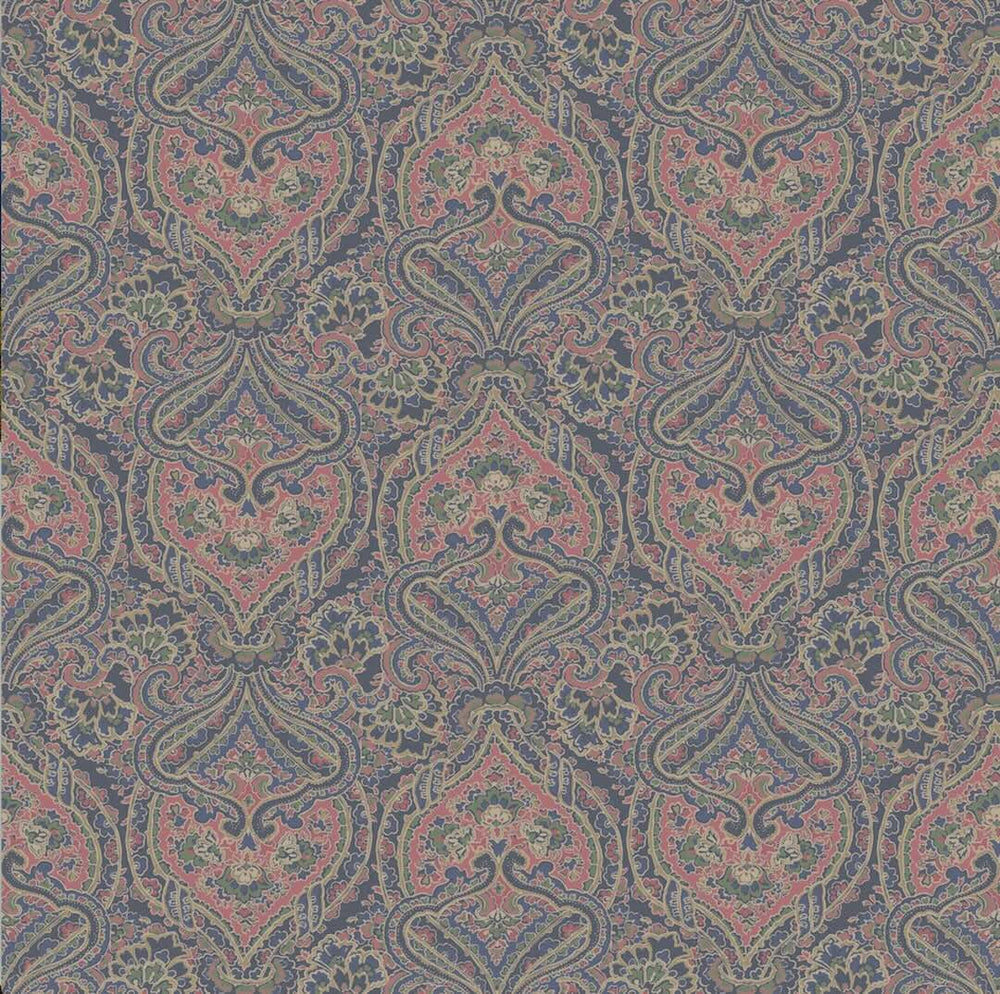 128953 - Joules - Joules Opulent Paisley Print Navy / Multi Wallpaper - Decor Warehouse