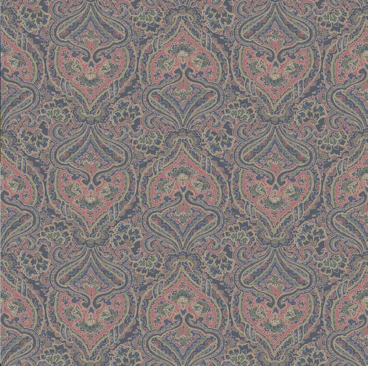 128953 - Joules - Joules Opulent Paisley Print Navy / Multi Wallpaper - Decor Warehouse