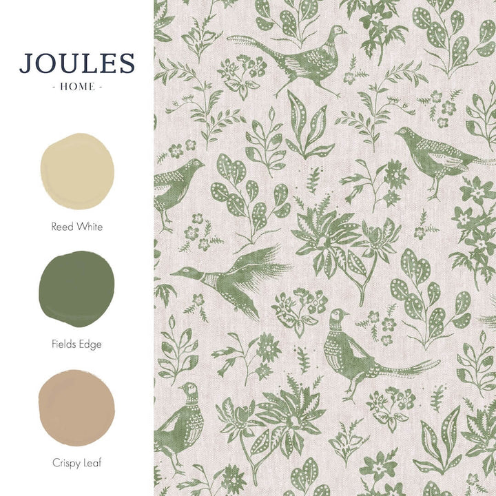 128920 - Joules - Joules Pheasant Print Linen & Green Wallpaper - Decor Warehouse