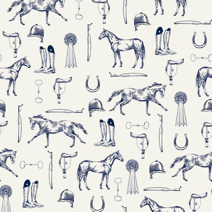 128902 - Joules - Joules Sketched Equestrian Print Wallpaper - Decor Warehouse