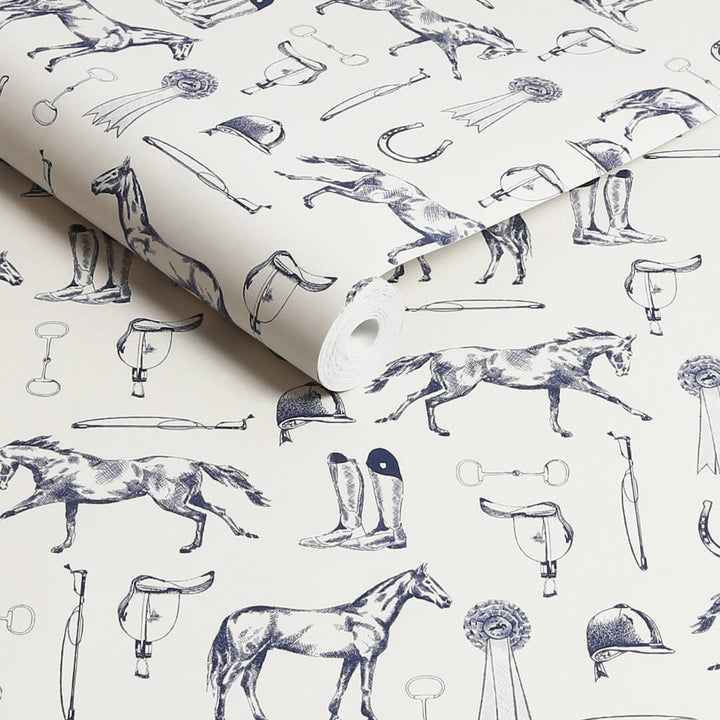 128902 - Joules - Joules Sketched Equestrian Print Wallpaper - Decor Warehouse