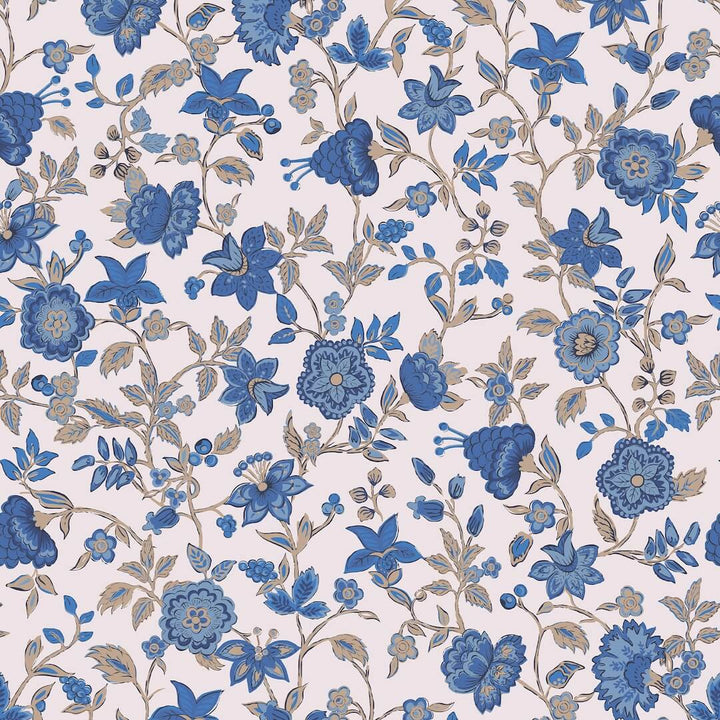 128932 - Joules - Joules Trailing Scot Cream & Blue Wallpaper - Decor Warehouse