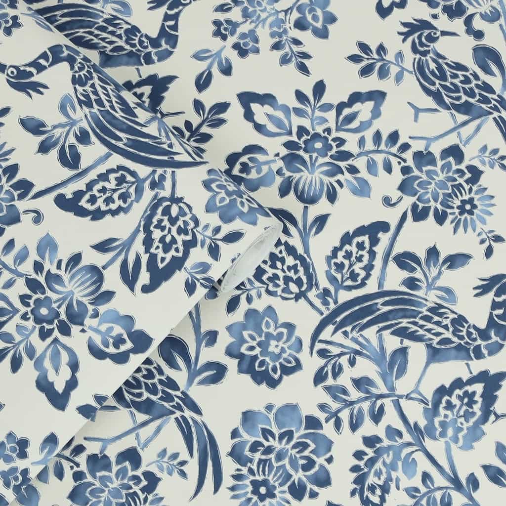 121067 - Laura Ashley - Laura Ashley Adain Palace Dark Seaspray Blue Wallpaper - Decor Warehouse