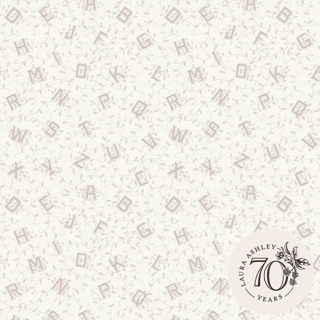 119862 - Laura Ashley - Laura Ashley Alphabet Dove Grey Wallpaper - Decor Warehouse