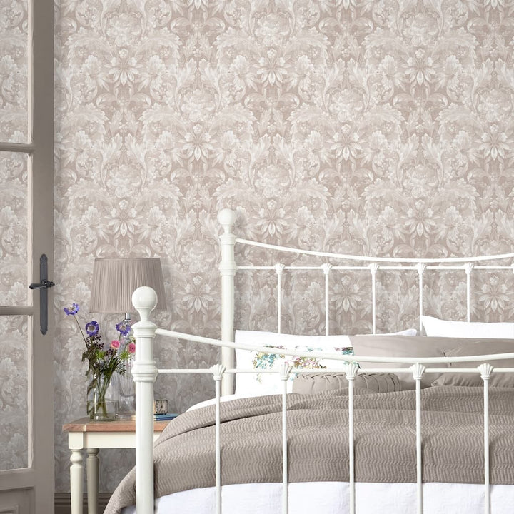 119843 - Laura Ashley - Laura Ashley Apolline Dove Grey Wallpaper - Decor Warehouse