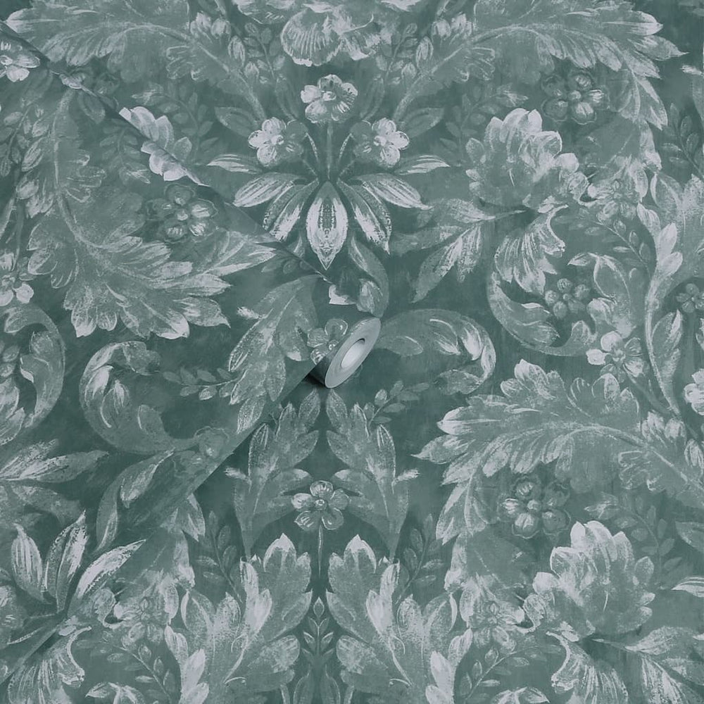 119842 - Laura Ashley - Laura Ashley Apolline Jade Green Wallpaper - Decor Warehouse