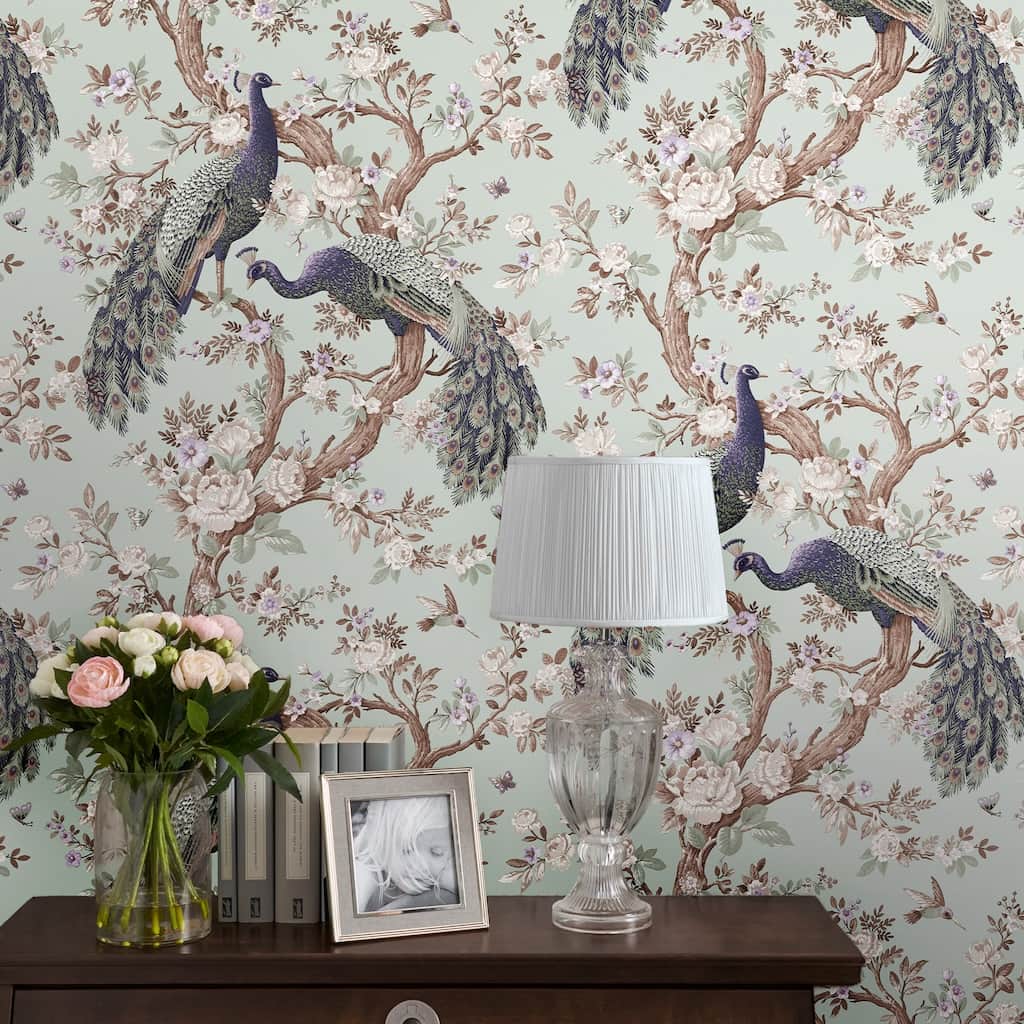 113398 - Laura Ashley - Laura Ashley Belvedere Duck Egg Wallpaper - Decor Warehouse