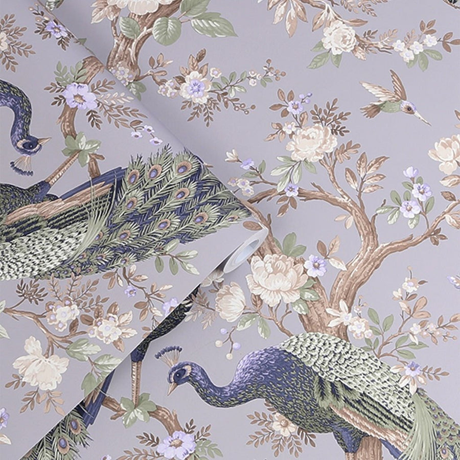 115253 - Laura Ashley - Laura Ashley Belvedere Pale Iris Wallpaper - Decor Warehouse