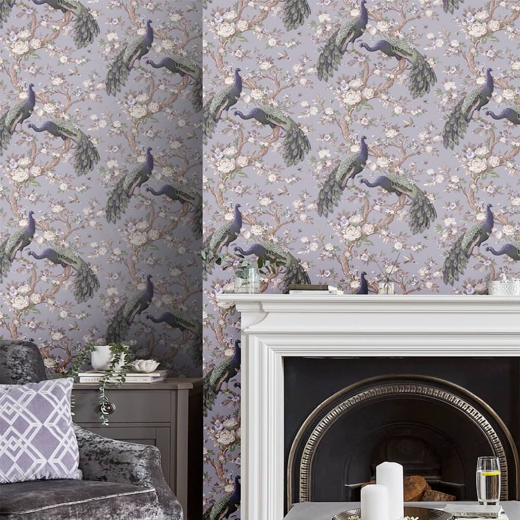 115253 - Laura Ashley - Laura Ashley Belvedere Pale Iris Wallpaper - Decor Warehouse