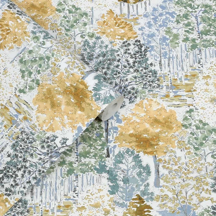 130153 - Laura Ashley - Laura Ashley Bernwood Ochre Yellow Wallpaper - Decor Warehouse