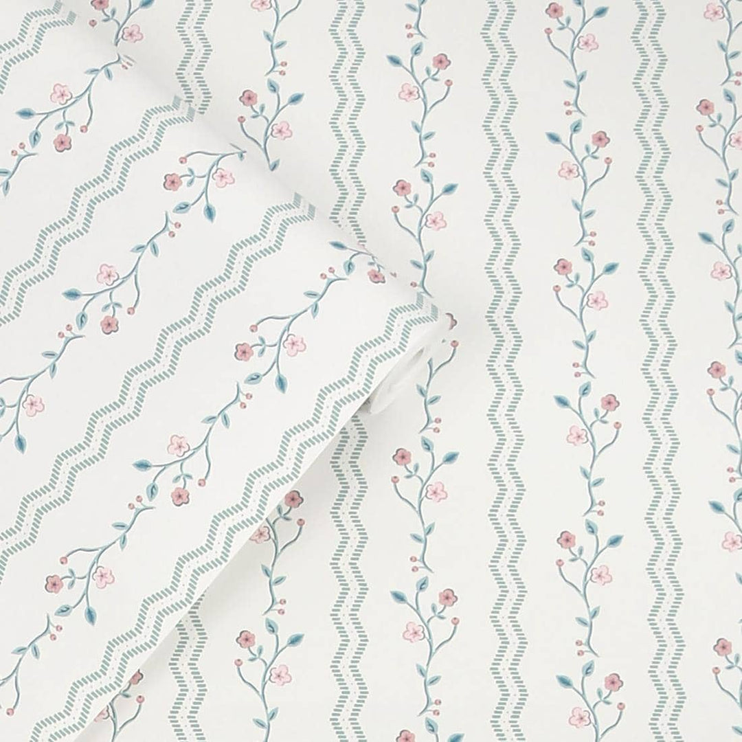 122748 - Laura Ashley - Laura Ashley Blencow Stripe Duck Egg Wallpaper - Decor Warehouse