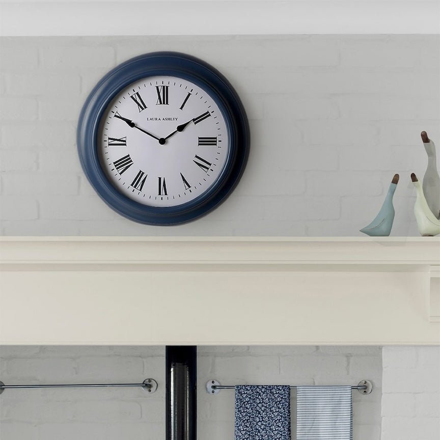 115787 - Graham & Brown - Laura Ashley Brookvale Large Station Clock in Dusky Seaspray Blue - Decor Warehouse